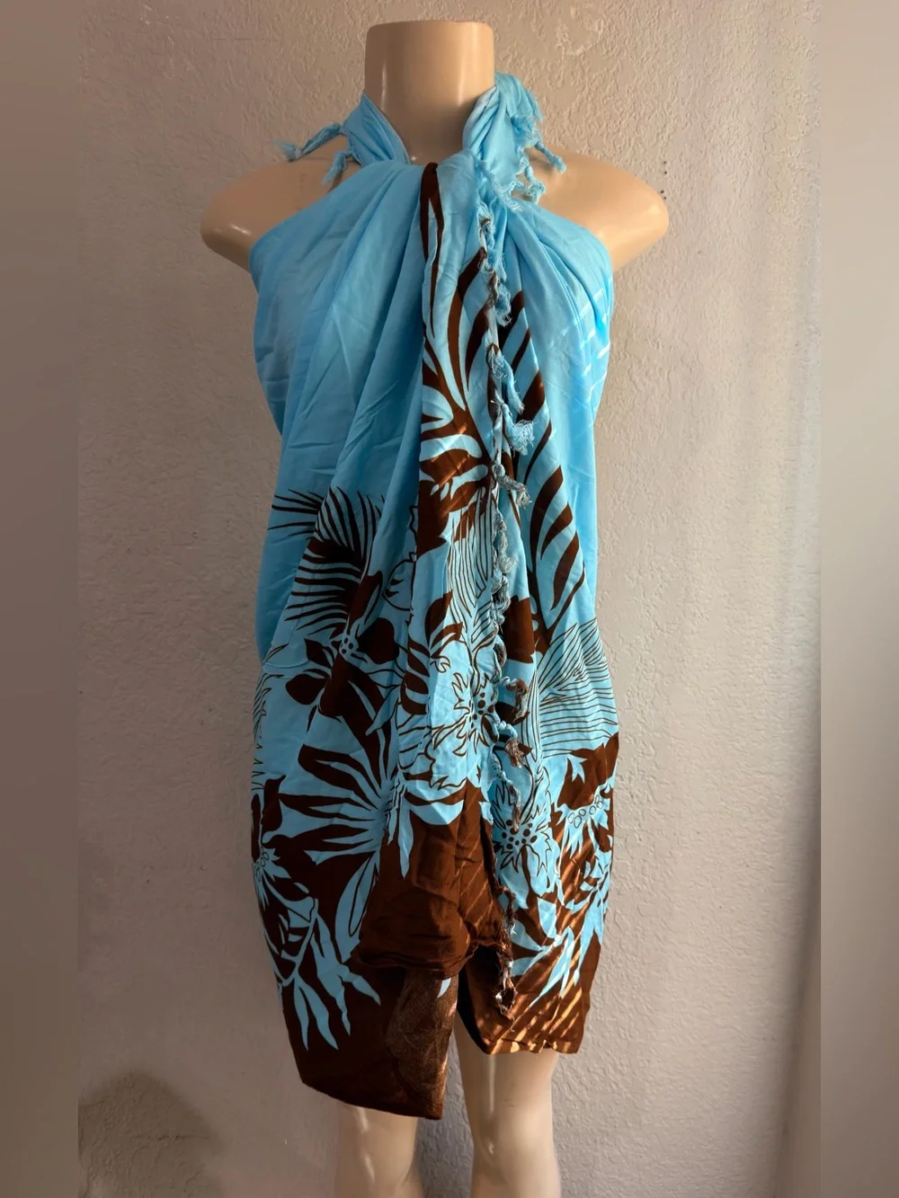 Hawaii  Blue Floral Sarong Wrap one size